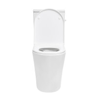 SAT Brevis Stand-Kombi-WC-Set spülrandlos mit erhöhter Sitzfläche 49 cm SoftClose WC-Sitz inkl. flexiblem Anschlussrohr, weiß