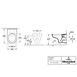 VILLEROY & BOCH O.NOVO Wand WC spülrandlos + SoftClose TakeOff WC-Sitz & Absaug Urinal + Deckel, GROHE Vorwandgestell & Betätigungsplatte in weiß