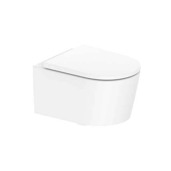 VIGOUR WHITE V4 Wand-WC PowerFlush spülrandlos mit SoftClose TakeOff WC-Sitz, weiß matt