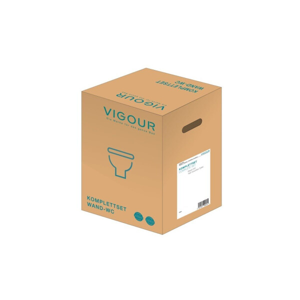 VIGOUR WHITE V4 Wand-WC PowerFlush spülrandlos mit SoftClose TakeOff WC-Sitz, weiß matt