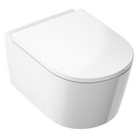 VIGOUR WHITE V4 Wand-WC PowerFlush spülrandlos mit SoftClose TakeOff WC-Sitz, weiß matt