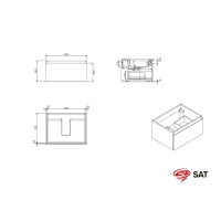 SAT B-WAY Badezimmerschrank Wandmontage mit Keramik-Waschbecken 59x30x45 cm, Eiche matt
