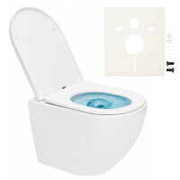 Swiss Aqua Technologies Wand-WC-Set mit Tornado-Spülung und WC-Sitz mit SoftClose + Schallschutz, glänzend weiß