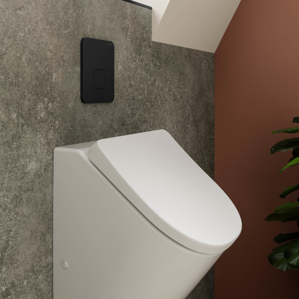 VIGOUR DERBY V3 Urinal CeramicPlus Beschichtung spülrandlos mit SoftClose Deckel Zulauf hinten, weiß