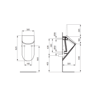 VIGOUR DERBY V3 Urinal CeramicPlus Beschichtung spülrandlos mit SoftClose Deckel Zulauf hinten, weiß