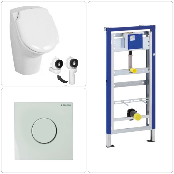 Urinalbecken mit Deckel und Geberit Zubehör Set, verschiedene Ausführungen