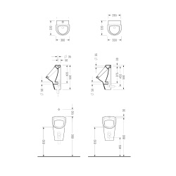 Urinalbecken mit Deckel und Geberit Zubehör Set, verschiedene Ausführungen