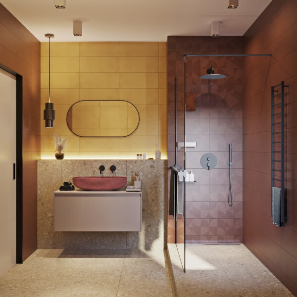 SAT Duschabtrennung Walk-In Dusche 100 cm mit Ablage und Spiegel, Schwarz