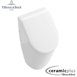 VILLEROY & BOCH SUBWAY Urinal mit CeramicPlus Beschichtung + SoftClose Deckel & GEBERIT Vorwandgestell + Betätigungsplatte, chrom matt