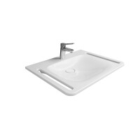 VIGOUR derby V3 PlusCare Waschtisch 70x55cm barrierefrei mit seitlichen Griffmulden und SolidPLUS Beschichtung, weiß