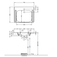 VIGOUR derby V3 PlusCare Waschtisch 70x55cm barrierefrei mit seitlichen Griffmulden und SolidPLUS Beschichtung, weiß