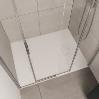 VIGOUR V3 flache Duschwanne Mineralguss mit Ablaufabdeckung und SafeStepPlus Beschichtung weiß matt, verschiedene Größen
