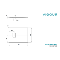 VIGOUR V3 flache Duschwanne Mineralguss mit Ablaufabdeckung und SafeStepPlus Beschichtung weiß matt, verschiedene Größen