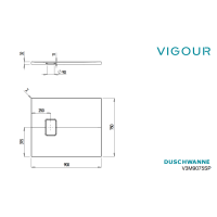 VIGOUR V3 flache Duschwanne Mineralguss mit Ablaufabdeckung und SafeStepPlus Beschichtung weiß matt, verschiedene Größen
