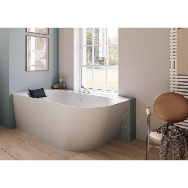 VIGOUR DERBY Raumeck  Badewanne Acryl mit Verkleidung mit Überlaufbefüllung 180 x 80 cm weiß glanz, verschiedene Ausführungen