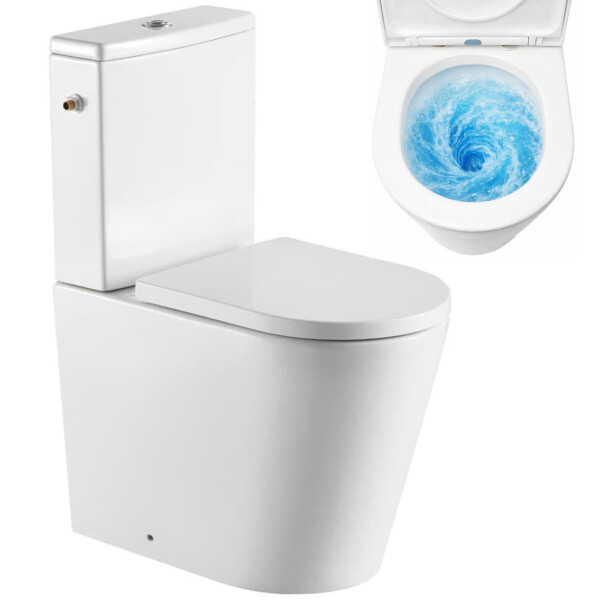 SAT Brevis Stand-Kombi-WC mit Tornado-Spülung Wasseranschluss links/rechts spülrandlos und Vario-Abgang, weiß