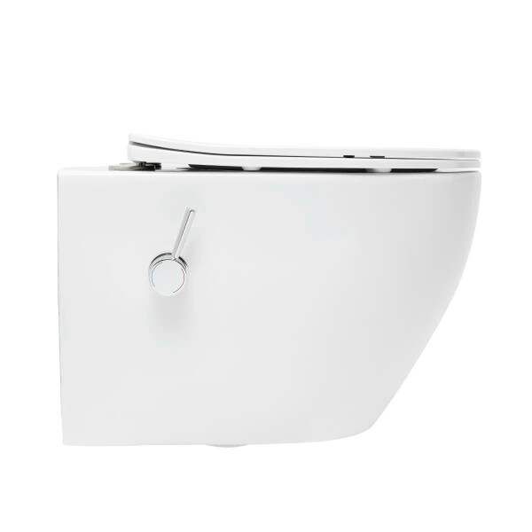 SAT Fusion Wand-WC mit Bidet und Wirbelspülung WC-Sitz mit Absenkautomatik inklusive Montageset, weiß