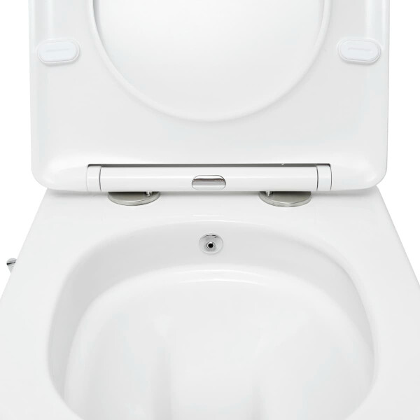 SAT Fusion Wand-WC mit Bidet und Wirbelspülung WC-Sitz mit Absenkautomatik inklusive Montageset, weiß