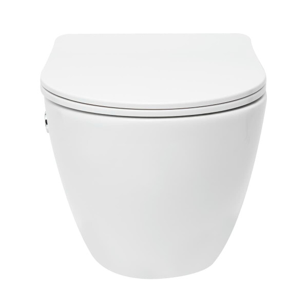 SAT Fusion Wand-WC mit Bidet und Wirbelspülung WC-Sitz mit Absenkautomatik inklusive Montageset, weiß
