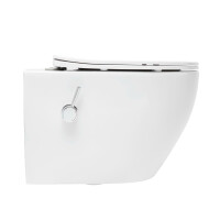 SAT Fusion Wand-WC mit Bidet und Wirbelspülung WC-Sitz mit Absenkautomatik inklusive Montageset, weiß