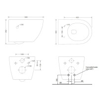 SAT Fusion Wand-WC mit Bidet und Wirbelspülung WC-Sitz mit Absenkautomatik inklusive Montageset, weiß