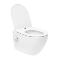 SAT Fusion Wand-WC mit Bidet und Wirbelspülung WC-Sitz mit Absenkautomatik inklusive Montageset, weiß
