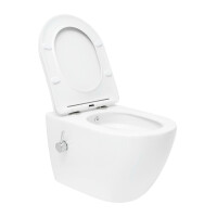 SAT Fusion Wand-WC mit Bidet und Wirbelspülung WC-Sitz mit Absenkautomatik inklusive Montageset, weiß