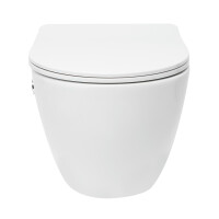 SAT Fusion Wand-WC mit Bidet und Wirbelspülung WC-Sitz mit Absenkautomatik inklusive Montageset, weiß