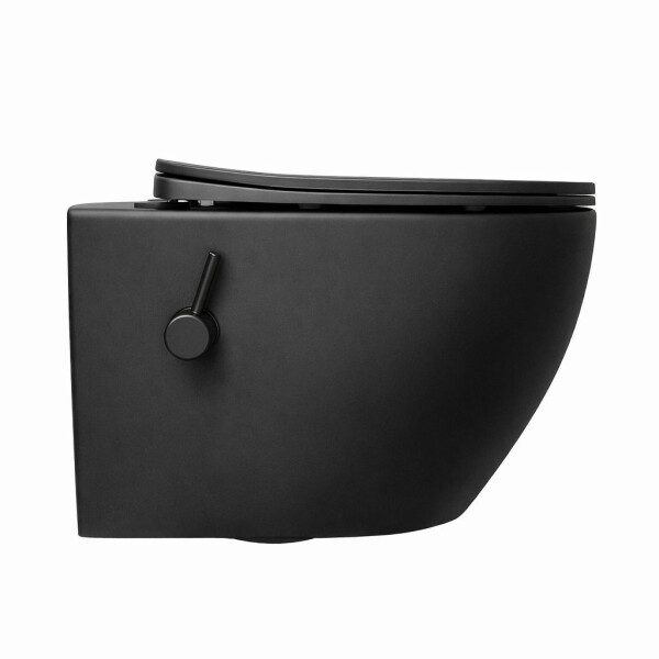 SAT Fusion Wand-WC mit Bidet und Wirbelspülung WC-Sitz mit Absenkautomatik inklusive Montageset, schwarz matt