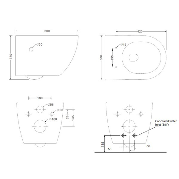 SAT Fusion Wand-WC mit Bidet und Wirbelspülung WC-Sitz mit Absenkautomatik inklusive Montageset, schwarz matt