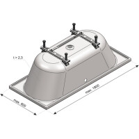 VIGOUR V2 Fußgestell für Badewannen aus Stahl oder Acryl ausziehbar mit modifizierter Mittelstrebe und Pendellager