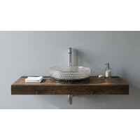 SAT PURITY Aufsatzwaschbecken Ø 36 cm aus Rauchglas, Reliefstruktur
