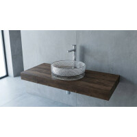 SAT PURITY Aufsatzwaschbecken Ø 36 cm aus Rauchglas, Reliefstruktur