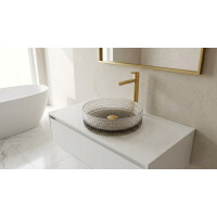 SAT PURITY Aufsatzwaschbecken Ø 36 cm aus Rauchglas, Reliefstruktur