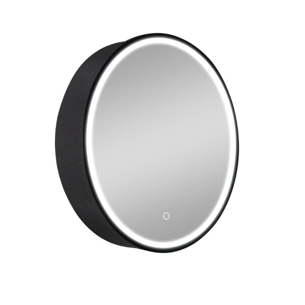 SAT Spiegelschrank mit LED-Beleuchtung und Sensor IP44 Ø60 cm Metall, schwarz matt