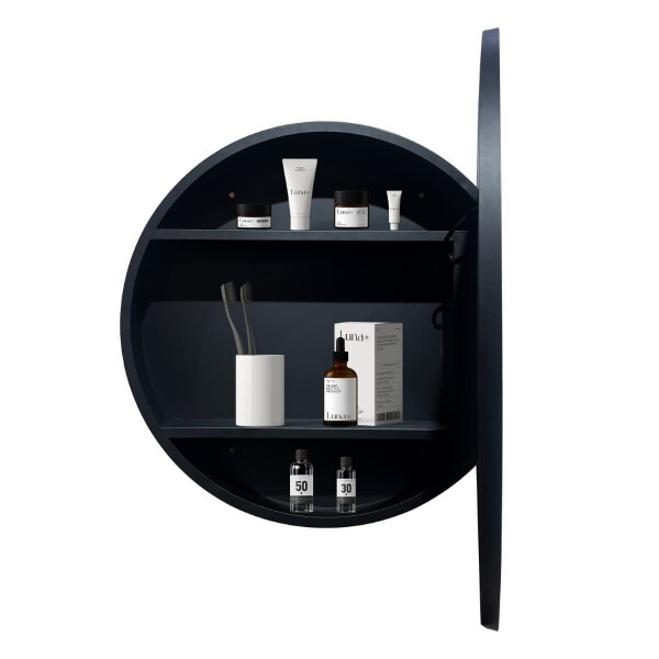 SAT Spiegelschrank mit LED-Beleuchtung und Sensor IP44 Ø60 cm Metall, schwarz matt