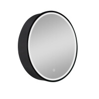 SAT Spiegelschrank mit LED-Beleuchtung und Sensor IP44 Ø60 cm Metall, schwarz matt
