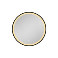 SAT Spiegelschrank mit LED-Beleuchtung und Sensor IP44 Ø60 cm Metall, schwarz matt