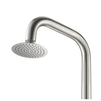 Euroshowers Extended Außendusche Edelstahl 316 Kalt-/Warmwasser mit Kopf- und Handbrause 230 cm, Edelstahl