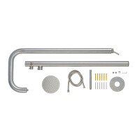 Euroshowers Extended Außendusche Edelstahl 316 Kalt-/Warmwasser mit Kopf- und Handbrause 230 cm, Edelstahl