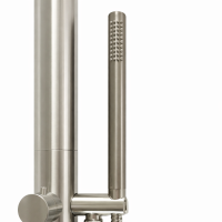 Euroshowers Extended Außendusche Edelstahl 316 Kalt-/Warmwasser mit Kopf- und Handbrause 230 cm, Edelstahl