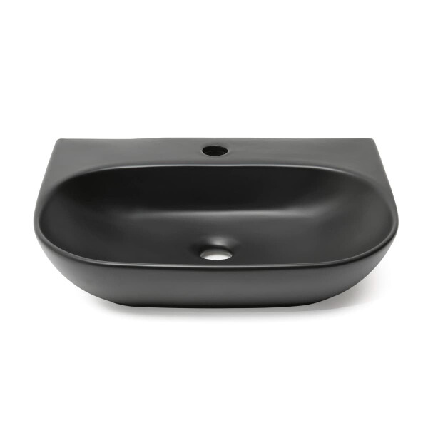 SAT Brevis hängendes Keramik-Waschbecken 50x38,5 cm mit Hahnloch, schwarz matt