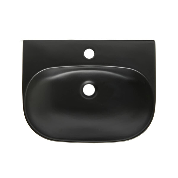 SAT Brevis hängendes Keramik-Waschbecken 50x38,5 cm mit Hahnloch, schwarz matt
