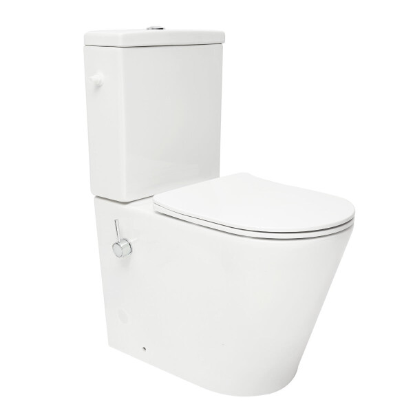 SAT Brevis Stand-Kombi-WC mit Bidetfunktion Warm- und Kaltwasser und SoftClose WC-Sitz, weiß