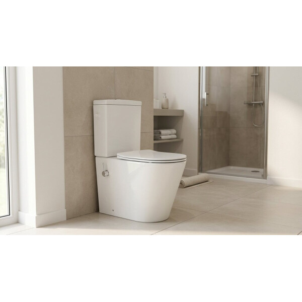 SAT Brevis Stand-Kombi-WC mit Bidetfunktion Warm- und Kaltwasser und SoftClose WC-Sitz, weiß