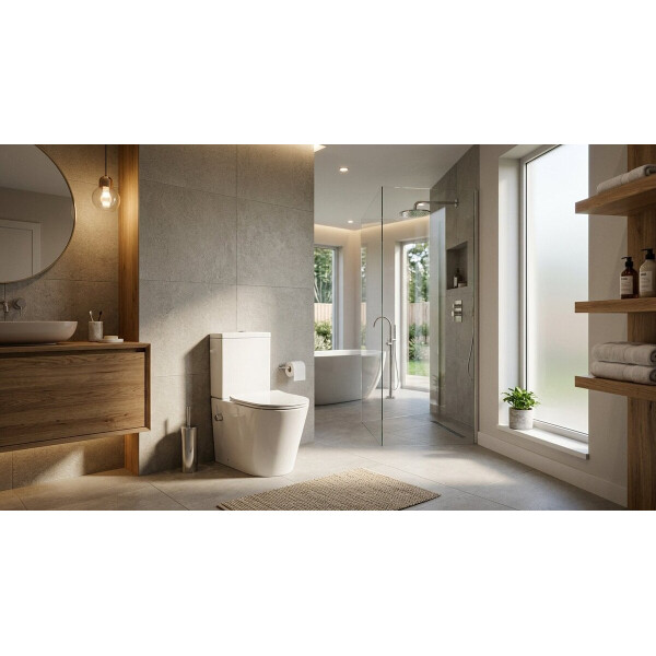 SAT Brevis Stand-Kombi-WC mit Bidetfunktion Warm- und Kaltwasser und SoftClose WC-Sitz, weiß