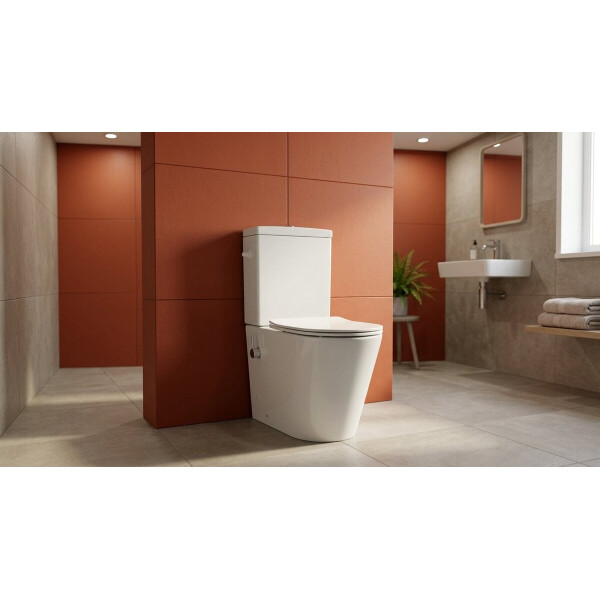 SAT Brevis Stand-Kombi-WC mit Bidetfunktion Warm- und Kaltwasser und SoftClose WC-Sitz, weiß