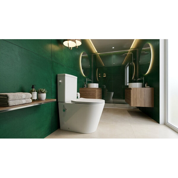 SAT Brevis Stand-Kombi-WC mit Bidetfunktion Warm- und Kaltwasser und SoftClose WC-Sitz, weiß