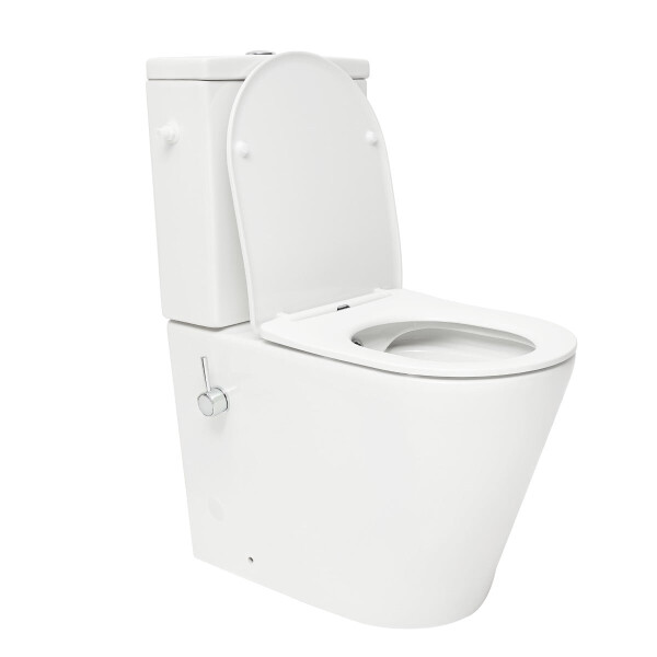 SAT Brevis Stand-Kombi-WC mit Bidetfunktion Warm- und Kaltwasser und SoftClose WC-Sitz, weiß