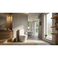 SAT Brevis Stand-Kombi-WC mit Bidetfunktion Warm- und Kaltwasser und SoftClose WC-Sitz, weiß